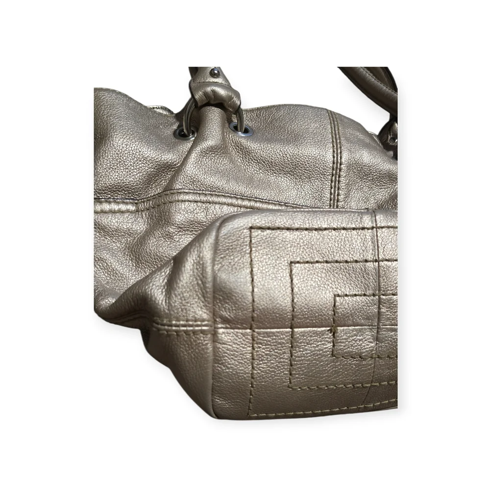 Tignanello Metallic Gold Leather Shoulder Bag